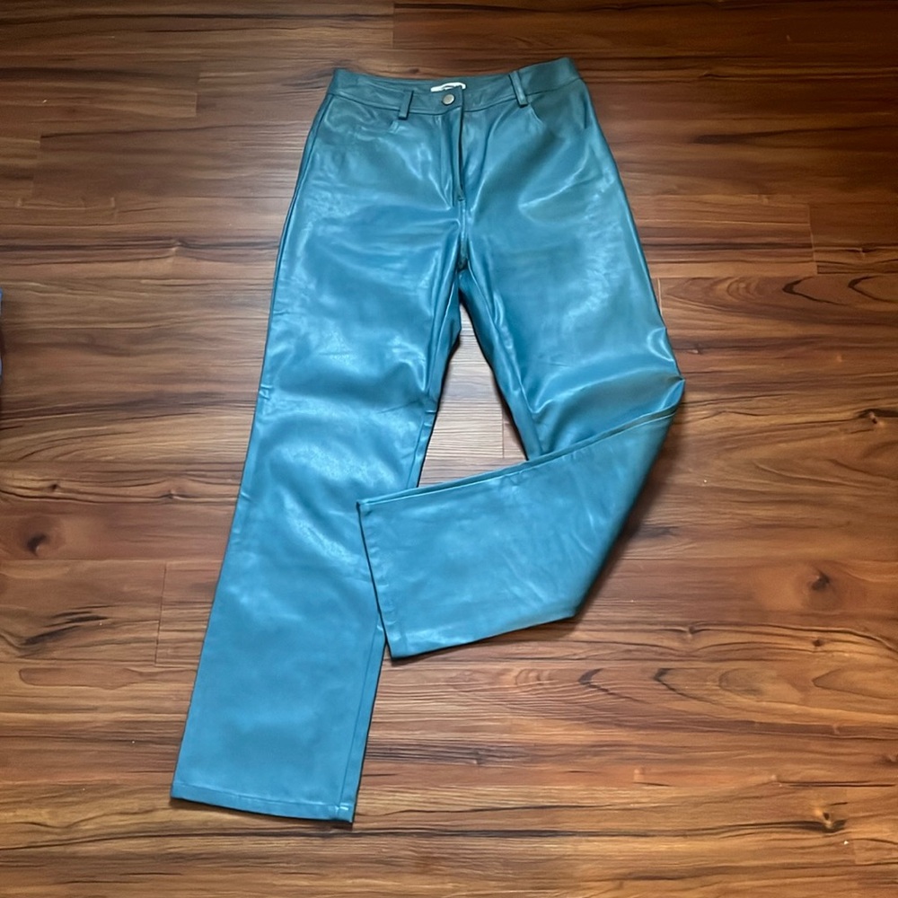 Miaou Vegan Leather Pants in Teal size small REVOLVE
